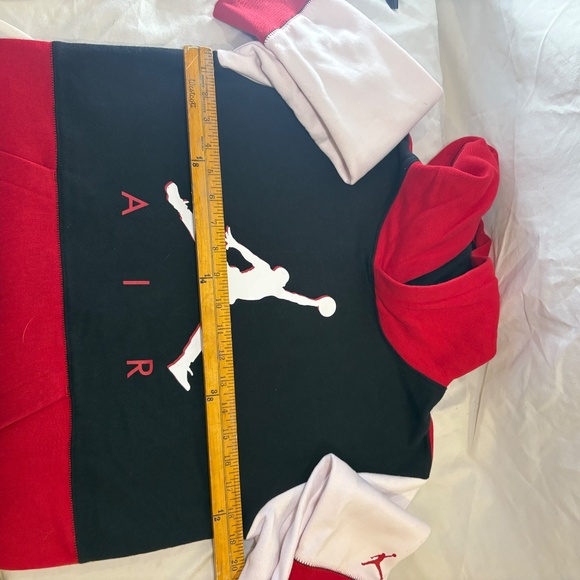 Nike Air Jordan Pullover Hoodie Youth XL Red Jumpman Color Block 13-15 Yrs - Picture 6 of 8